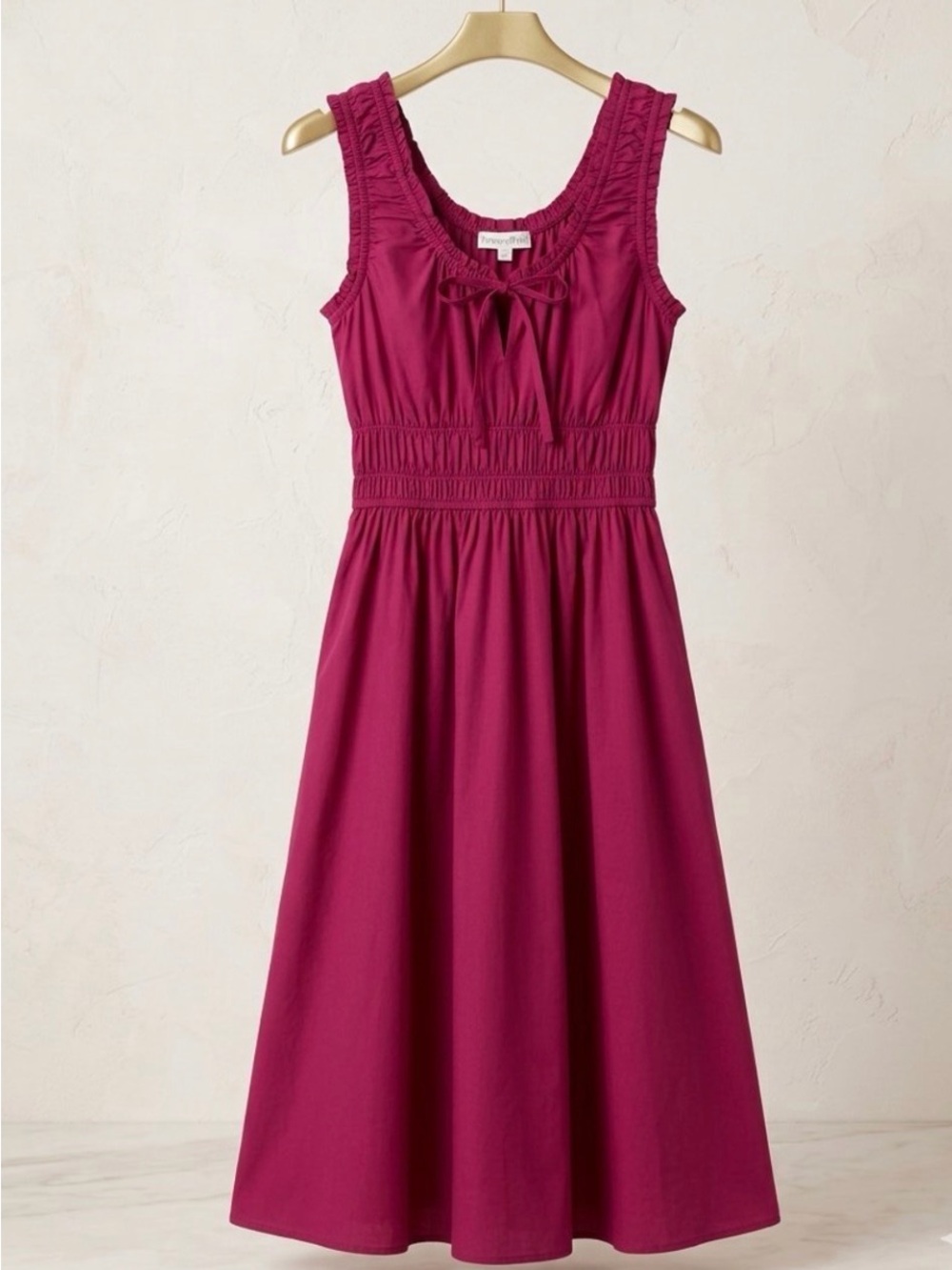 Women’s ' Patrons of Pea Small Sleeveless Ruffled Midi Dress in Berry